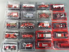 Twenty diecast model fire appliances by del Prado, models are contained in original packaging.