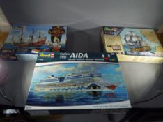 Revell - three boxed kits, 1:400 scale Level 5 Cruiser Ship 'Aida' # 05230, 1:150 scale Level 5,