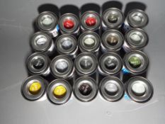 Twenty 14 ml pots of Humbrol enamel paint in various colours