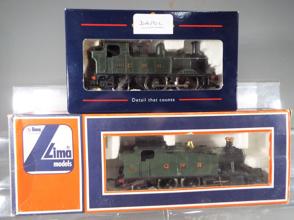 Lima / Dapol - two OO gauge tank locomotives comprising Lima GWR green livery 2-6-2T op no 4589,