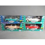 Four diecast model American classic cars by Gearbox Collectibles to include three 1956 Thunderbirds