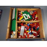 Lego - A quantity of mixed Lego contained within a scratch built wooden box.