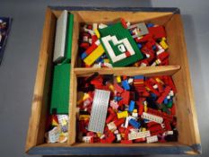 Lego - A quantity of mixed Lego contained within a scratch built wooden box.