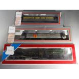 Hornby - three locomotives comprising Railfreight diesel op no 90135 'Crewe Basford Hall' # R593,