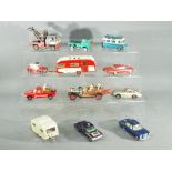 Corgi, Spot-On - 12 unboxed diecast model vehicles in various scales.