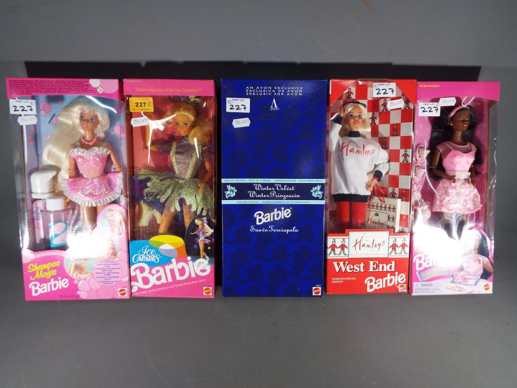 Barbie - five boxed Barbie dolls by Matel to include Shampoo Magic #14457,