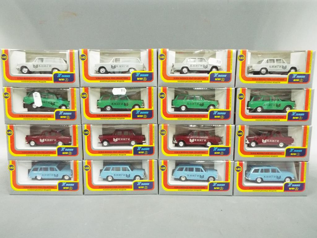 Agat USSR - Sixteen 1:43 scale diecast model motor vehicles by Agat contained in original window