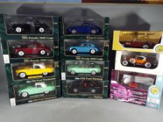 Eleven boxed diecast model cars, 1:24 scale,