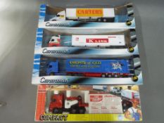 Four 1:50 scale diecast model commercial vehicles to include three Cararama and one Joal,