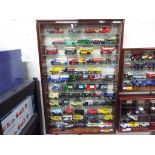 A large, good quality, wall mountable display case with eleven shelves,
