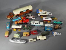 Corgi, Matchbox, Wiking, Dinky, Husky - 25 unboxed diecast vehicles in various scales.
