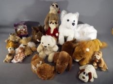 Bears - a quantity of soft toys to include a Lapland animal, Meerkat Keel K toys, Rabbit by Leosco,