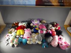 A quantity of bears and soft toys to include Ty, PMS and similar.