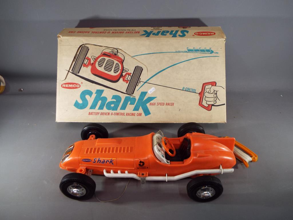 Remco - A boxed Remco Shark Battery Driven U-Control Racing Car.