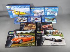 Revell - ten Revell kits to include DHC/6 Twin Otter, Opel GT, Corvette C3,