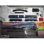 Hornby - an OO gauge boxed electric train set, Coronation Scot with steam release, whistle,