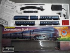 Hornby - an OO gauge boxed electric train set, Coronation Scot with steam release, whistle,