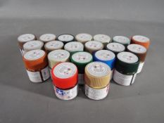 Tamiya - twenty Tamiya Color 10ml jars of acrylic paint - a mix of various colours.