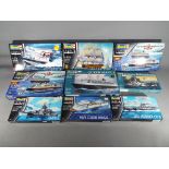 Revell - a selection of nine Revell model kits to include boats and ships in factory sealed boxes.