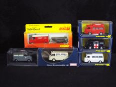 Progetto, Schuco, Solido - Six boxed diecast 1;43 scale model ambulances.