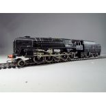 Hornby - an OO gauge BR 2-10-0 locomotive and tender class 9F, op no 92166, black livery, # R550,