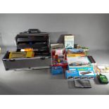 An aluminium case and box containing a quantity of modelling / crafting equipment,