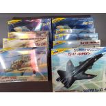 Zvezda Kits - 9 boxed 1:72 scale model kits, Russian military aircraft and helicopters,