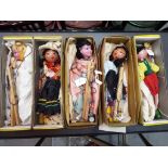Pelham - Five Pelham Puppets to include a SS Gypsy girl, SL Winged Fairy, SS Tyrolean Boy,