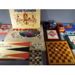 A quantity of vintage games to include Backgammon, Risk, Scrabble, Monopoly, Chess, Dominoes,