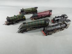 Six unboxed OO gauge steam locomotives comprising Triang R52, Mainline Scots Guardsman 6115,