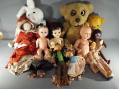 Vintage Dolls - a good mixed lot of vintage dolls to include Rosebud, DND of London with voice box,