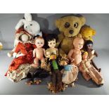 Vintage Dolls - a good mixed lot of vintage dolls to include Rosebud, DND of London with voice box,