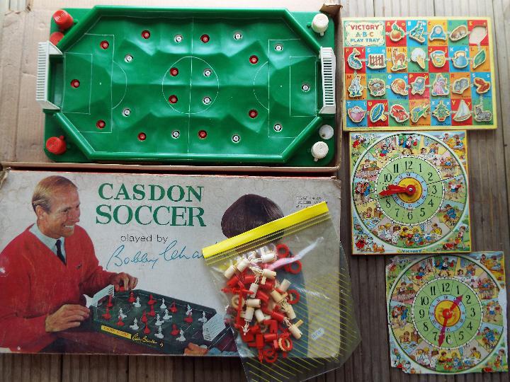 Two vintage wooden jigsaws by Victory comprising an ABC Play Tray (with E - engine included in the