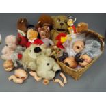A collection of unboxed predominately TV character related soft toys including Basil Brush,