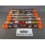 Matchbox Mattel Wheels - seven sealed tubes containing five model motor vehicles,