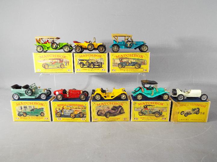 Matchbox - Eight boxed Matchbox Models of Yesteryear to include Y12 1909 Thomas Flyabout,