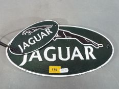 Two cast iron Jaguar wall plaques (yjag2)