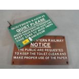 Two cast iron Railway signs (yq&n)