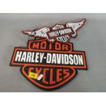 Two cast iron wall plaques adverting Harley-Davidson (ymch2)