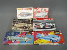 Revell, Matchbox, Jo-Han, AMT - Six boxed model kits in various scales.