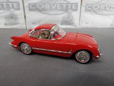 Nine 1:32 scale diecast 1955 Corvette models from the Zora Arkus-Duntov Authorised Corvette