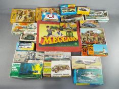 A mixed lot comprising approximately 15 boxed kit models, scenics, military, etc.