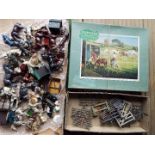 A quantity of early diecast model farm animals and farm scenics, J Hill and other,