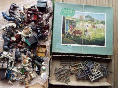 A quantity of early diecast model farm animals and farm scenics, J Hill and other,
