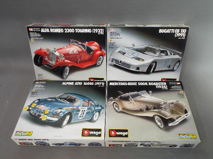 Bburago - Four 1:18 scale diecast model kits by Bburago.