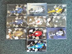 Minichamps - A collection of 10 F1 diecast model racing cars in 1:43 scale by Minichamps.