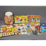 Popeye - Various vintage Popeye related toys and items to include mask, puzzle, games,