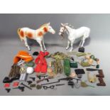 Two 1973 Gabriel 'Lone Ranger' horse action figures and a quantity of Action Man and similar