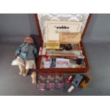Mixed lot to include a composition head doll, model boat accessories,