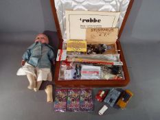 Mixed lot to include a composition head doll, model boat accessories,